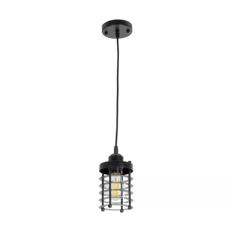 GLOBOSTAR® DARSEY  Vintage Κρεμαστό Φωτιστικό Οροφής με Ντουί 1 x E27 AC 220-240V IP20 - Μαύρο - Μ10 x Π10 x Υ19cm