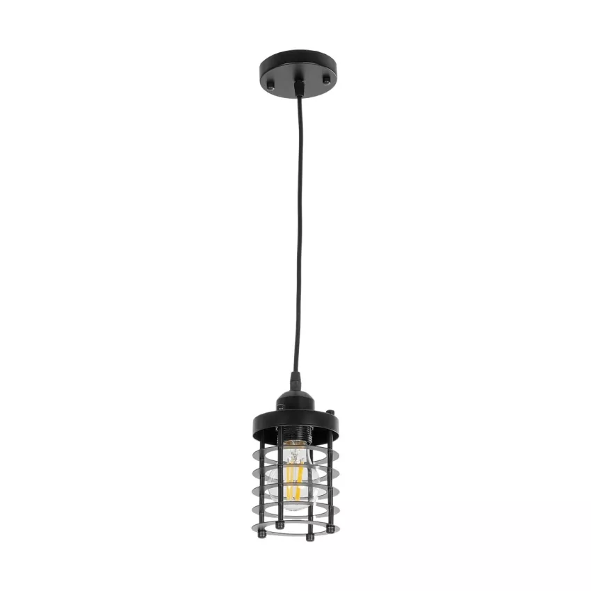 GLOBOSTAR® DARSEY  Vintage Κρεμαστό Φωτιστικό Οροφής με Ντουί 1 x E27 AC 220-240V IP20 - Μαύρο - Μ10 x Π10 x Υ19cm