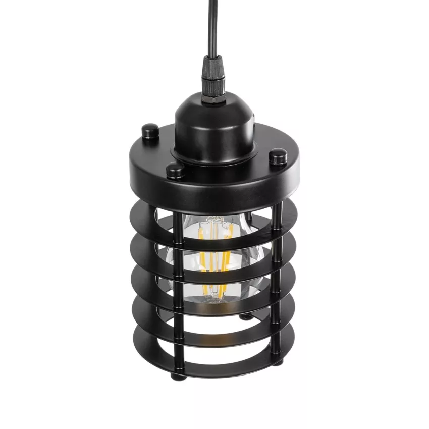 GLOBOSTAR® DARSEY  Vintage Κρεμαστό Φωτιστικό Οροφής με Ντουί 1 x E27 AC 220-240V IP20 - Μαύρο - Μ10 x Π10 x Υ19cm