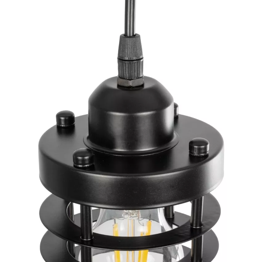 GLOBOSTAR® DARSEY  Vintage Κρεμαστό Φωτιστικό Οροφής με Ντουί 1 x E27 AC 220-240V IP20 - Μαύρο - Μ10 x Π10 x Υ19cm