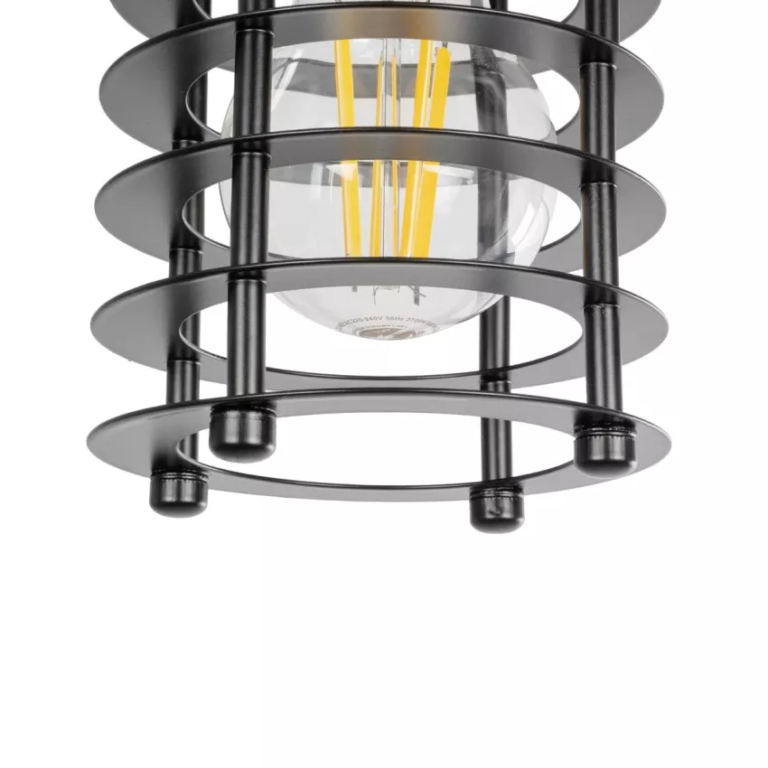 GLOBOSTAR® DARSEY  Vintage Κρεμαστό Φωτιστικό Οροφής με Ντουί 1 x E27 AC 220-240V IP20 - Μαύρο - Μ10 x Π10 x Υ19cm