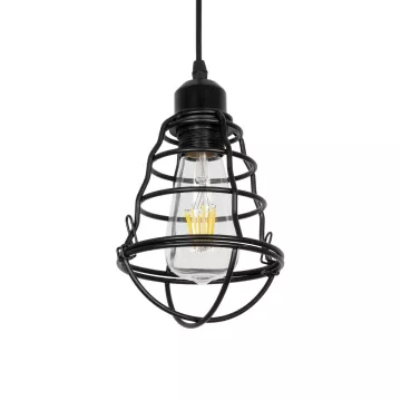 GLOBOSTAR® ALDO  Vintage Κρεμαστό Φωτιστικό Οροφής με Ντουί 1 x E27 AC 220-240V IP20 - Μαύρο - Μ15 x Π15 x Υ24cm