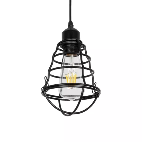 GLOBOSTAR® ALDO  Vintage Κρεμαστό Φωτιστικό Οροφής με Ντουί 1 x E27 AC 220-240V IP20 - Μαύρο - Μ15 x Π15 x Υ24cm