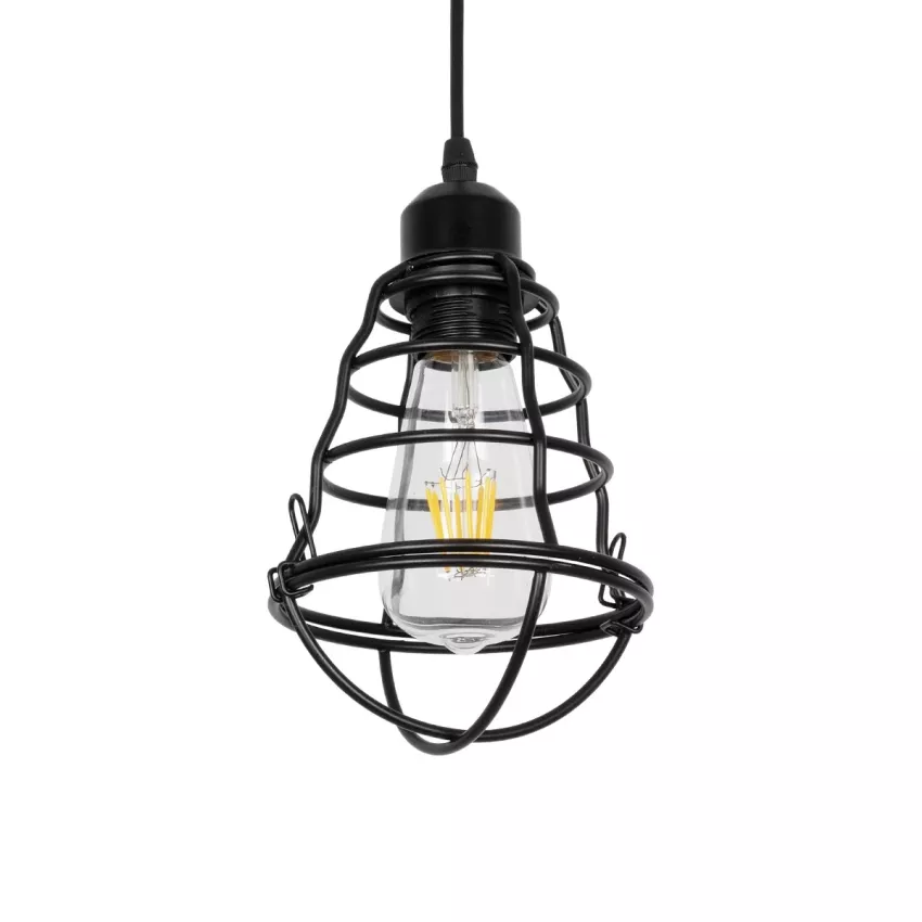 GLOBOSTAR® ALDO  Vintage Κρεμαστό Φωτιστικό Οροφής με Ντουί 1 x E27 AC 220-240V IP20 - Μαύρο - Μ15 x Π15 x Υ24cm