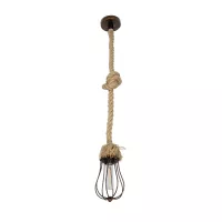 GLOBOSTAR® CAMBER  Vintage Κρεμαστό Φωτιστικό Οροφής με Ντουί 1 x E27 AC 220-240V IP20 - Χάλκινο & Μπεζ - Μ12 x Π12 x Υ80cm