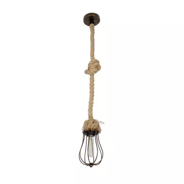 GLOBOSTAR® CAMBER  Vintage Κρεμαστό Φωτιστικό Οροφής με Ντουί 1 x E27 AC 220-240V IP20 - Χάλκινο & Μπεζ - Μ12 x Π12 x Υ80cm