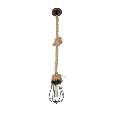 GLOBOSTAR® CAMBER  Vintage Κρεμαστό Φωτιστικό Οροφής με Ντουί 1 x E27 AC 220-240V IP20 - Χάλκινο & Μπεζ - Μ12 x Π12 x Υ80cm
