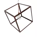 GLOBOSTAR® CUBE  Μοντέρνο Κρεμαστό Φωτιστικό Οροφής με Ντουί 1 x E27 AC 220-240V IP20 - Χάλκινο - Μ70 x Π70 x Υ87cm