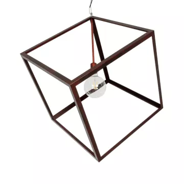 GLOBOSTAR® CUBE  Μοντέρνο Κρεμαστό Φωτιστικό Οροφής με Ντουί 1 x E27 AC 220-240V IP20 - Χάλκινο - Μ70 x Π70 x Υ87cm