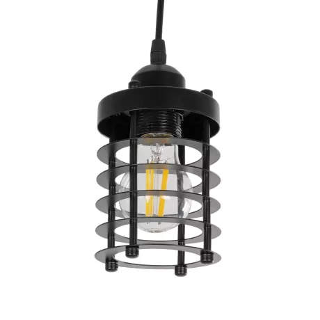 GLOBOSTAR® DARSEY  Vintage Κρεμαστό Φωτιστικό Οροφής με Ντουί 1 x E27 AC 220-240V IP20 - Μαύρο - Μ10 x Π10 x Υ19cm