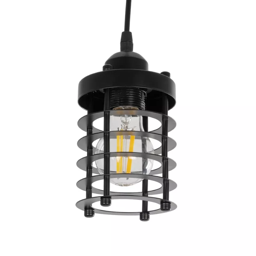 GLOBOSTAR® DARSEY  Vintage Κρεμαστό Φωτιστικό Οροφής με Ντουί 1 x E27 AC 220-240V IP20 - Μαύρο - Μ10 x Π10 x Υ19cm