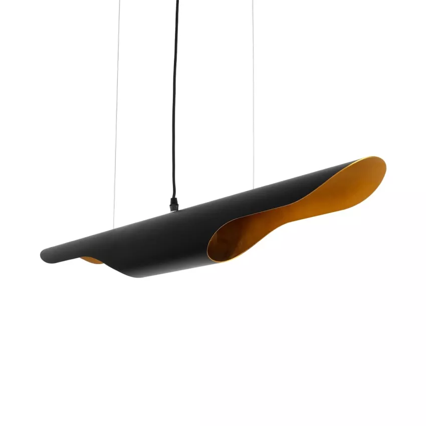 GLOBOSTAR® ESTERINA  Μοντέρνο Κρεμαστό Φωτιστικό Οροφής με Ντουί 2 x E27 AC 220-240V IP20 - Μαύρο & Χρυσό - Μ100 x Π10 x Y10cm