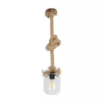 GLOBOSTAR® JAM  Vintage Κρεμαστό Φωτιστικό Οροφής με Ντουί 1 x E27 AC 220-240V IP20 - Διάφανο & Μπεζ - Μ13 x Π13 x Υ125cm