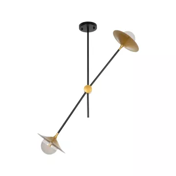 GLOBOSTAR® JOLIET  Μοντέρνο Φωτιστικό Οροφής με Ντουί 2 x G9 AC 220-240V IP20 - Μαύρο & Χρυσό - Μ93 x Π20 x Υ106cm