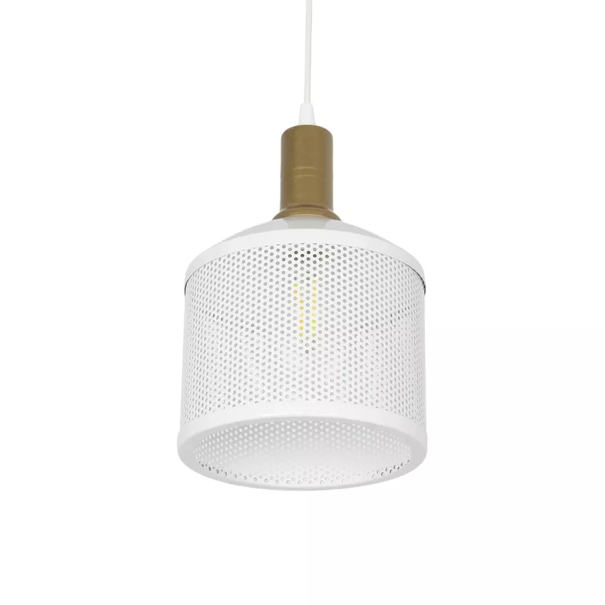 GLOBOSTAR® NETO  Μοντέρνο Κρεμαστό Φωτιστικό Οροφής με Ντουί 1 x E27 AC 220-240V IP20 - Χρυσό & Λευκό - Μ18 x Π18 x Υ70cm