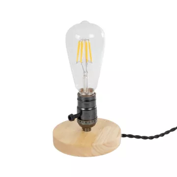 GLOBOSTAR® NOX  Μοντέρνο Επιτραπέζιο Φωτιστικό Πορτατίφ με Ντουί 1 x E27 AC 220-240V IP20 - Μπεζ & Μαύρο - Μ12 x Π12 x Υ9cm