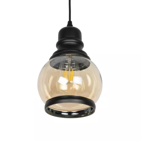 GLOBOSTAR® OLIVER  Vintage Κρεμαστό Φωτιστικό Οροφής με Ντουί 1 x E27 AC 220-240V IP20 - Μελί & Μαύρο - Μ16 x Π16 x Υ25cm