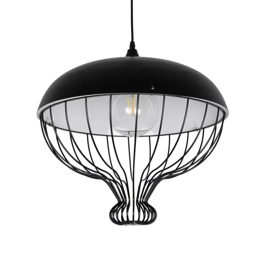 GLOBOSTAR® SOBRINO  Vintage Κρεμαστό Φωτιστικό Οροφής με Ντουί 1 x E27 AC 220-240V IP20 - Μαύρο - Μ45 x Π45 x Υ45cm