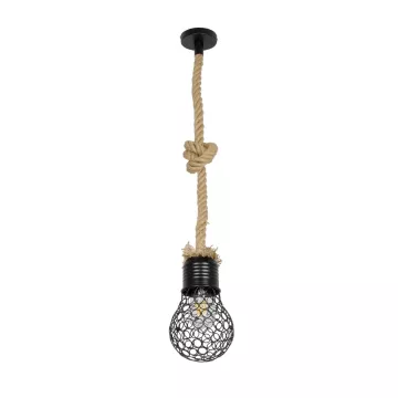 GLOBOSTAR® URBAN  Vintage Κρεμαστό Φωτιστικό Οροφής με Ντουί 1 x E27 AC 220-240V IP20 - Μαύρο & Μπεζ - Μ15 x Π15 x Υ80cm