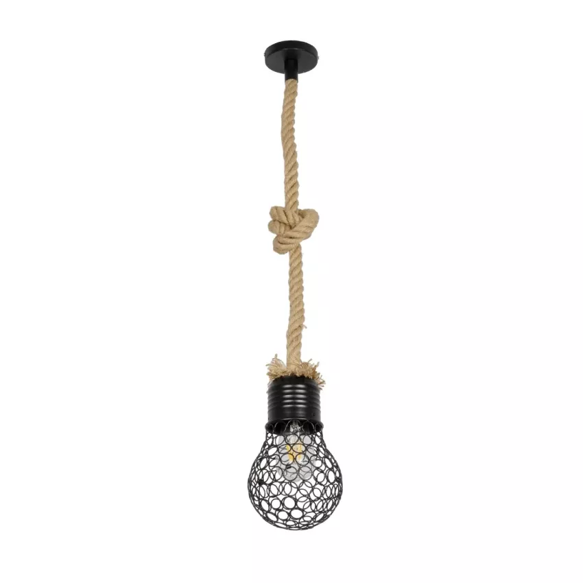 GLOBOSTAR® URBAN  Vintage Κρεμαστό Φωτιστικό Οροφής με Ντουί 1 x E27 AC 220-240V IP20 - Μαύρο & Μπεζ - Μ15 x Π15 x Υ80cm