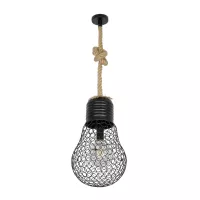 GLOBOSTAR® URBAN  Vintage Κρεμαστό Φωτιστικό Οροφής με Ντουί 1 x E27 AC 220-240V IP20 - Μαύρο & Μπεζ - Μ28 x Π28 x Υ80cm