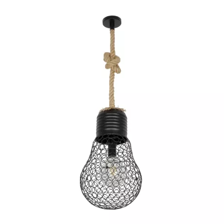 GLOBOSTAR® URBAN  Vintage Κρεμαστό Φωτιστικό Οροφής με Ντουί 1 x E27 AC 220-240V IP20 - Μαύρο & Μπεζ - Μ28 x Π28 x Υ80cm