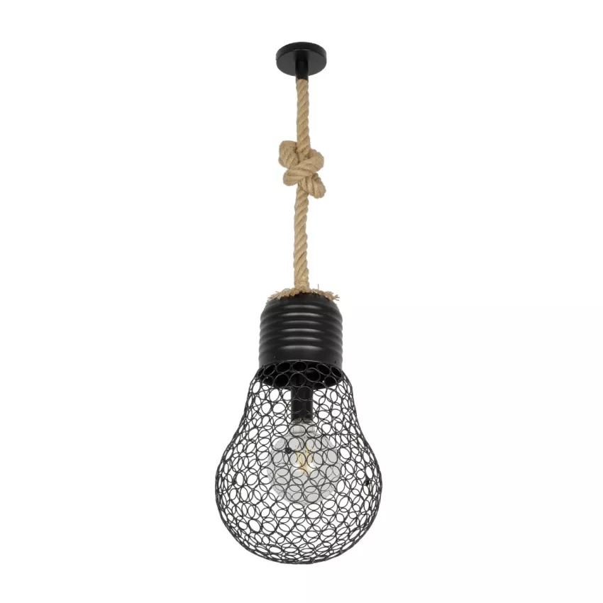 GLOBOSTAR® URBAN  Vintage Κρεμαστό Φωτιστικό Οροφής με Ντουί 1 x E27 AC 220-240V IP20 - Μαύρο & Μπεζ - Μ28 x Π28 x Υ80cm