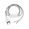 GLOBOSTAR® WHIP  Μοντέρνο DIY Πλεκτό Καλώδιο με Διακόπτη On/Off AC 220-240V IP20 - Γκρι & Λευκό - Μ150 x Π2.7 x Υ1.9cm