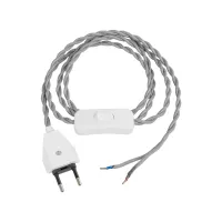 GLOBOSTAR® WHIP  Μοντέρνο DIY Πλεκτό Καλώδιο με Διακόπτη On/Off AC 220-240V IP20 - Γκρι & Λευκό - Μ150 x Π2.7 x Υ1.9cm