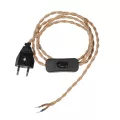 GLOBOSTAR® WHIP  Μοντέρνο DIY Πλεκτό Καλώδιο με Ντουί 1 x E27, Διακόπτη On/Off & Πρίζα AC 220-240V IP20 - Καφέ & Μαύρο - Μ150 x Π2.7 x Υ1.9cm