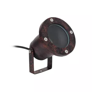 kelvo® GARDELINI  Φωτιστικό Σποτ Τοίχου με Βάση για Λάμπα MR16 με Ντουί GU10 AC 220-240V Αδιάβροχο IP65 -  Μπρονζέ Εφέ Σκουριάς Ματ - Μ10 x Π10 x Υ30cm