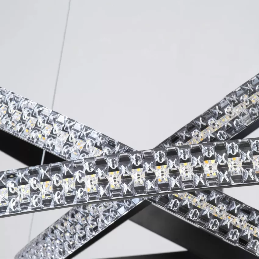 kelvo® DIAMOND KLV-101-0139-V2 Κρεμαστό Φωτιστικό Οροφής LED 120W 12000lm 180° AC 220-240V IP20 Ρυθμιζόμενο Λευκό CCT με Χειριστήριο από 2700K έως 6000K Dimmable - Lumileds SMD Chip - Μαύρο Ματ - Μ80 x Π80 x Υ80cm