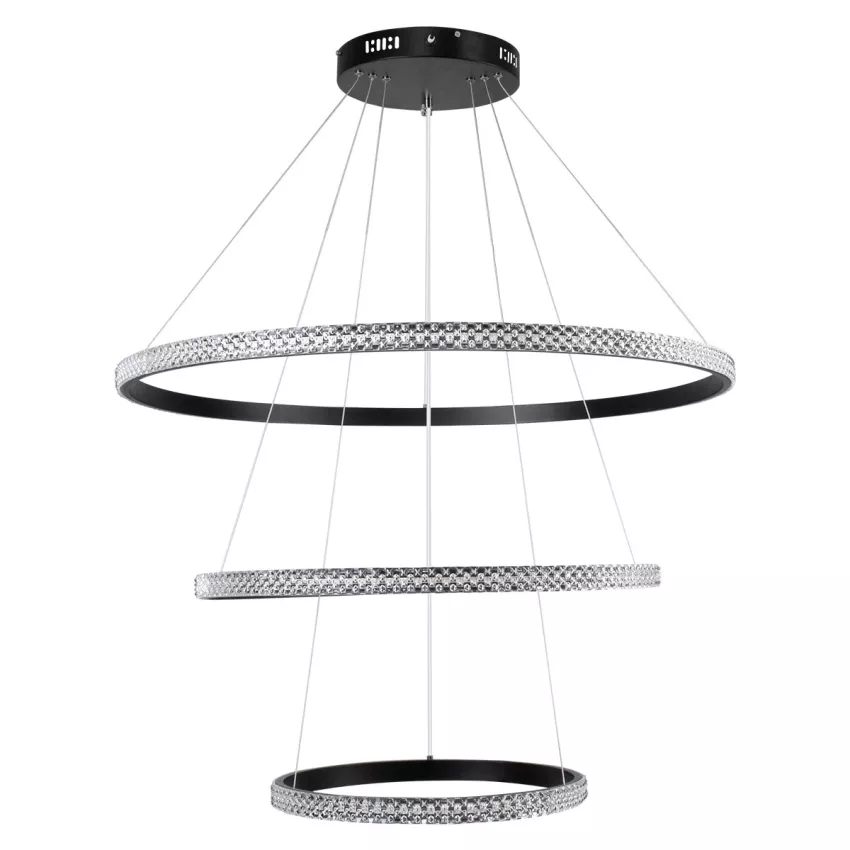 kelvo® DIAMOND KLV-101-0139-V2 Κρεμαστό Φωτιστικό Οροφής LED 120W 12000lm 180° AC 220-240V IP20 Ρυθμιζόμενο Λευκό CCT με Χειριστήριο από 2700K έως 6000K Dimmable - Lumileds SMD Chip - Μαύρο Ματ - Μ80 x Π80 x Υ80cm