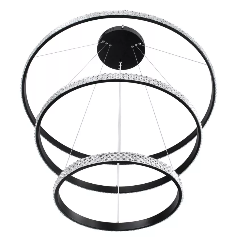 kelvo® DIAMOND KLV-101-0139-V2 Κρεμαστό Φωτιστικό Οροφής LED 120W 12000lm 180° AC 220-240V IP20 Ρυθμιζόμενο Λευκό CCT με Χειριστήριο από 2700K έως 6000K Dimmable - Lumileds SMD Chip - Μαύρο Ματ - Μ80 x Π80 x Υ80cm