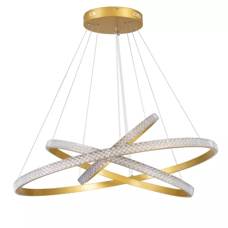 kelvo® DIAMOND  Κρεμαστό Φωτιστικό Οροφής LED 120W 12000lm 180° AC 220-240V IP20 Ρυθμιζόμενο Λευκό CCT με Χειριστήριο από 2700K έως 6000K Dimmable - Lumileds SMD Chip - Χρυσό Πλατίνα - Μ80 x Π80 x Υ80cm