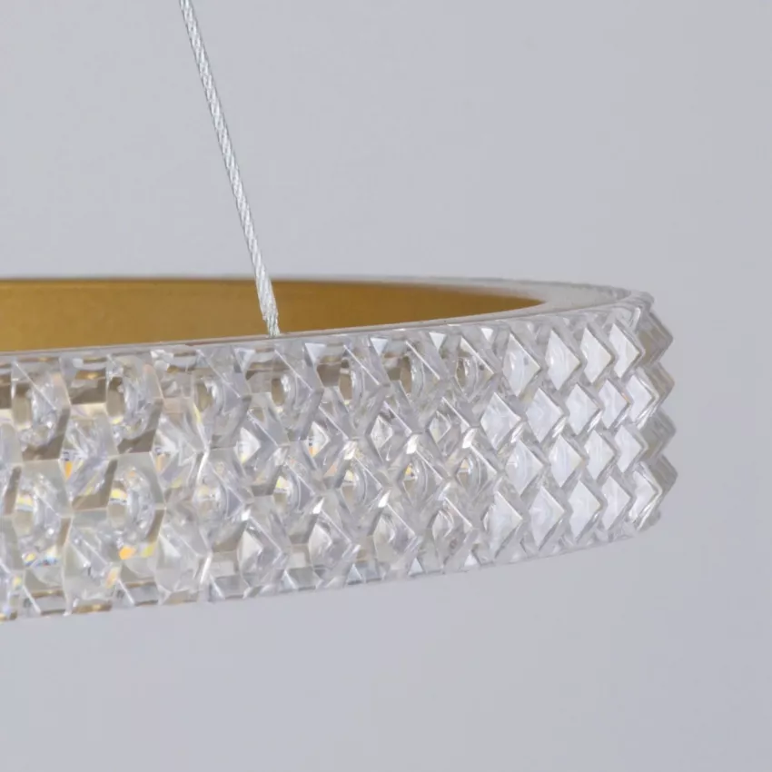 kelvo® DIAMOND  Κρεμαστό Φωτιστικό Οροφής LED 120W 12000lm 180° AC 220-240V IP20 Ρυθμιζόμενο Λευκό CCT με Χειριστήριο από 2700K έως 6000K Dimmable - Lumileds SMD Chip - Χρυσό Πλατίνα - Μ80 x Π80 x Υ80cm