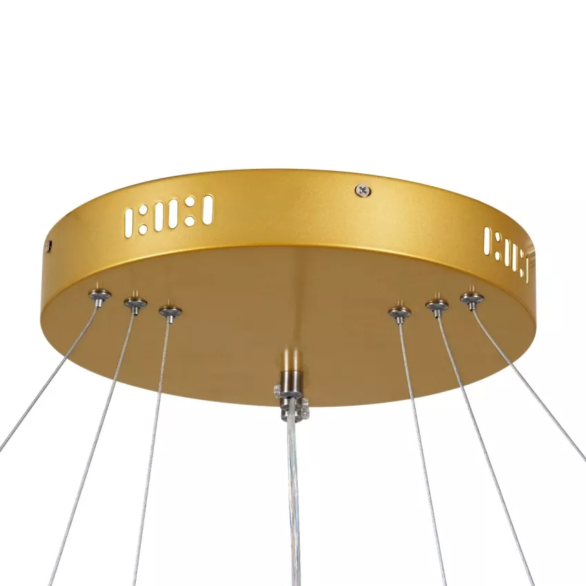 kelvo® DIAMOND  Κρεμαστό Φωτιστικό Οροφής LED 120W 12000lm 180° AC 220-240V IP20 Ρυθμιζόμενο Λευκό CCT με Χειριστήριο από 2700K έως 6000K Dimmable - Lumileds SMD Chip - Χρυσό Πλατίνα - Μ80 x Π80 x Υ80cm