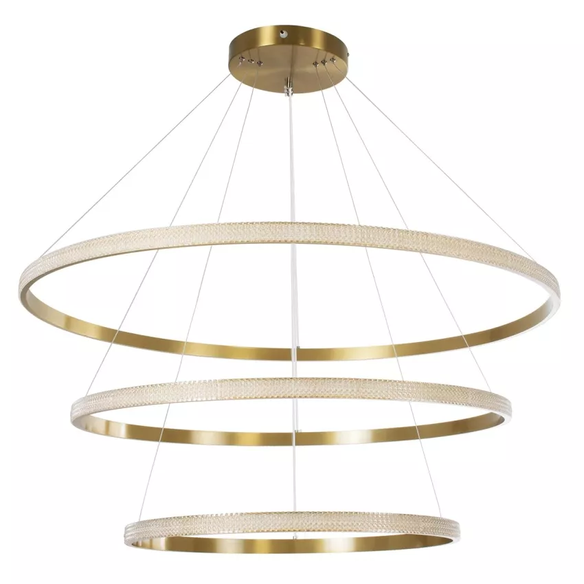 kelvo® DIAMOND  Κρεμαστό Φωτιστικό Οροφής LED 150W 15000lm 180° AC 220-240V IP20 Ρυθμιζόμενο Λευκό CCT με Χειριστήριο από 2700K έως 6000K Dimmable - Lumileds SMD Chip - Χρυσό Πλατίνα - Μ100 x Π100 x Υ100cm
