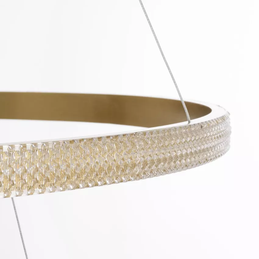 kelvo® DIAMOND  Κρεμαστό Φωτιστικό Οροφής LED 150W 15000lm 180° AC 220-240V IP20 Ρυθμιζόμενο Λευκό CCT με Χειριστήριο από 2700K έως 6000K Dimmable - Lumileds SMD Chip - Χρυσό Πλατίνα - Μ100 x Π100 x Υ100cm
