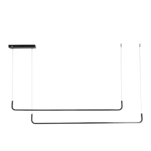 kelvo® LINARIA  Κρεμαστό Φωτιστικό Οροφής LED 72W 7200lm 180° AC 220-240V IP20 Ρυθμιζόμενο Λευκό CCT με Χειριστήριο από 2700K έως 6000K Dimmable - Lumileds SMD Chip - Μαύρο Ματ - Μ130 x Π4 x Υ25cm