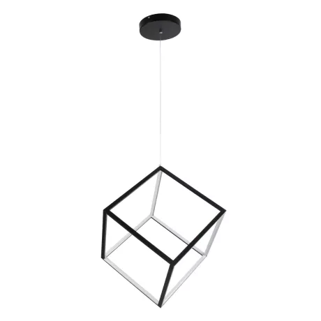 kelvo® KIBOO  Κρεμαστό Φωτιστικό Οροφής LED 36W 3600lm 360° AC 220-240V IP20 Ρυθμιζόμενο Λευκό CCT με Χειριστήριο από 2700K έως 6000K Dimmable - Lumileds SMD Chip - Μαύρο Ματ - Μ40 x Π40 x Υ40cm