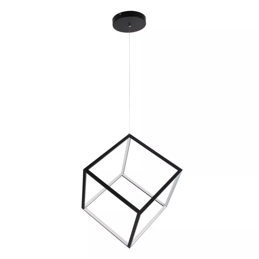 kelvo® KIBOO  Κρεμαστό Φωτιστικό Οροφής LED 36W 3600lm 360° AC 220-240V IP20 Ρυθμιζόμενο Λευκό CCT με Χειριστήριο από 2700K έως 6000K Dimmable - Lumileds SMD Chip - Μαύρο Ματ - Μ40 x Π40 x Υ40cm