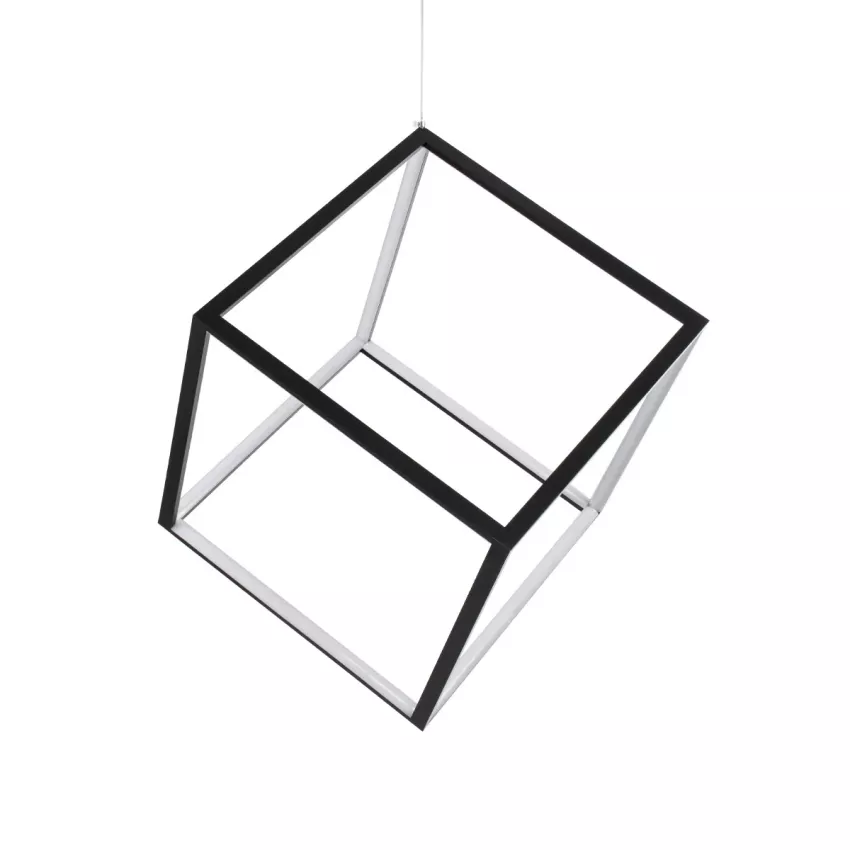 kelvo® KIBOO  Κρεμαστό Φωτιστικό Οροφής LED 36W 3600lm 360° AC 220-240V IP20 Ρυθμιζόμενο Λευκό CCT με Χειριστήριο από 2700K έως 6000K Dimmable - Lumileds SMD Chip - Μαύρο Ματ - Μ40 x Π40 x Υ40cm