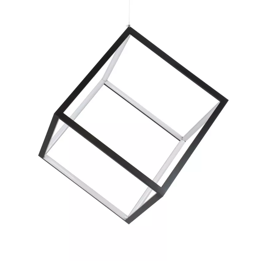 kelvo® KIBOO  Κρεμαστό Φωτιστικό Οροφής LED 36W 3600lm 360° AC 220-240V IP20 Ρυθμιζόμενο Λευκό CCT με Χειριστήριο από 2700K έως 6000K Dimmable - Lumileds SMD Chip - Μαύρο Ματ - Μ40 x Π40 x Υ40cm