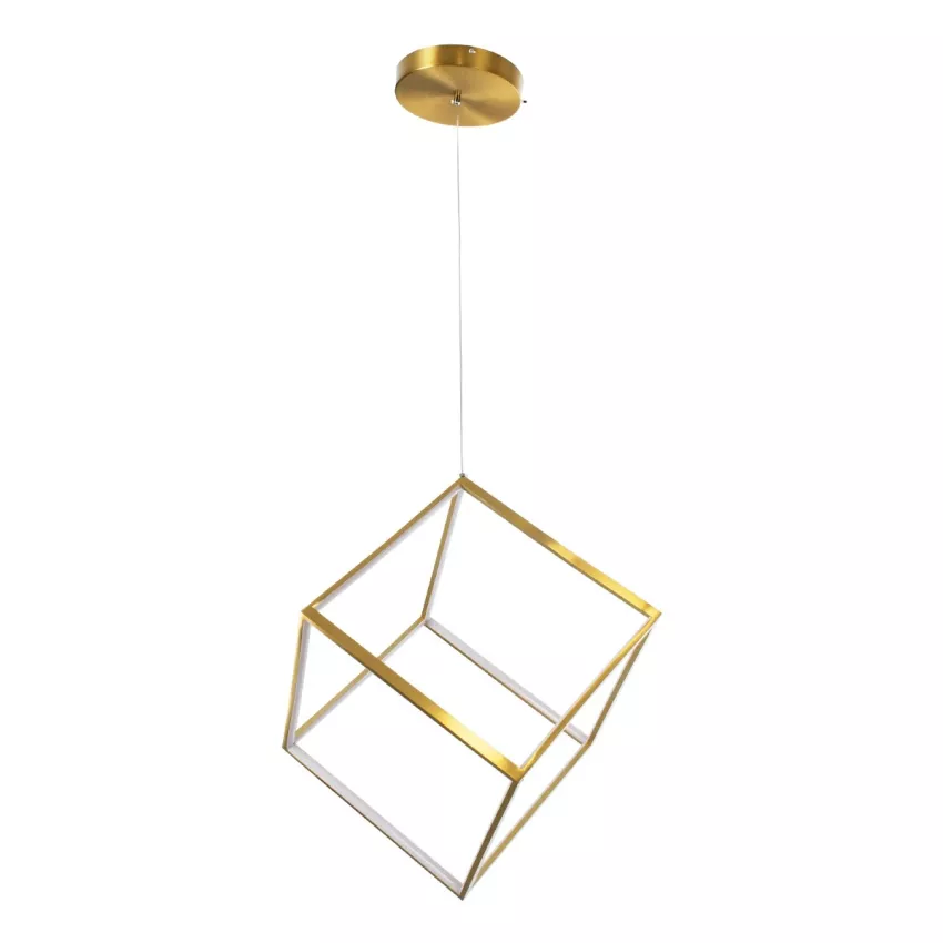 kelvo® KIBOO  Κρεμαστό Φωτιστικό Οροφής LED 36W 3600lm 360° AC 220-240V IP20 Ρυθμιζόμενο Λευκό CCT με Χειριστήριο από 2700K έως 6000K Dimmable - Lumileds SMD Chip - Χρυσό Πλατίνα - Μ40 x Π40 x Υ40cm