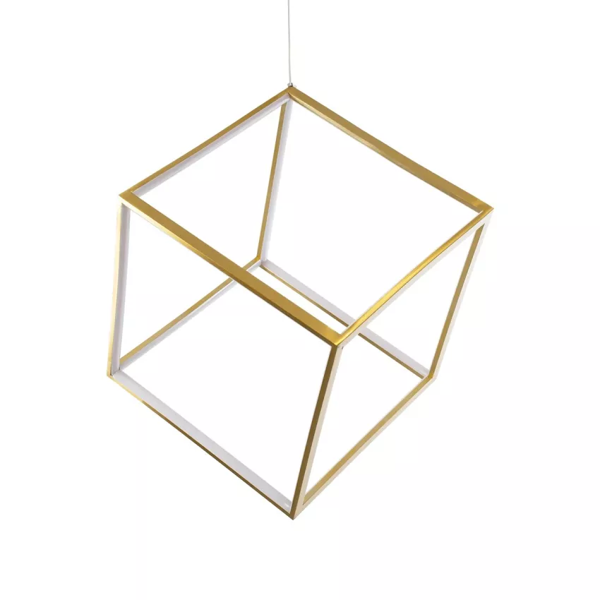 kelvo® KIBOO  Κρεμαστό Φωτιστικό Οροφής LED 36W 3600lm 360° AC 220-240V IP20 Ρυθμιζόμενο Λευκό CCT με Χειριστήριο από 2700K έως 6000K Dimmable - Lumileds SMD Chip - Χρυσό Πλατίνα - Μ40 x Π40 x Υ40cm