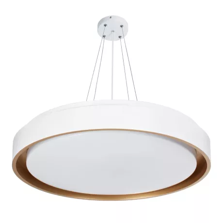 kelvo® BARCHETTA  Κρεμαστό Φωτιστικό Οροφής LED 72W 7200lm 120° AC 220-240V IP20 Ρυθμιζόμενο Λευκό CCT με Χειριστήριο από 2700K έως 6000K Dimmable - Lumileds SMD Chip - Λευκό & Σαμπανιζέ Χρυσό Ματ - Μ48 x Π48 x Υ8.2cm