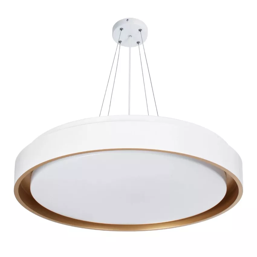 kelvo® BARCHETTA  Κρεμαστό Φωτιστικό Οροφής LED 72W 7200lm 120° AC 220-240V IP20 Ρυθμιζόμενο Λευκό CCT με Χειριστήριο από 2700K έως 6000K Dimmable - Lumileds SMD Chip - Λευκό & Σαμπανιζέ Χρυσό Ματ - Μ48 x Π48 x Υ8.2cm