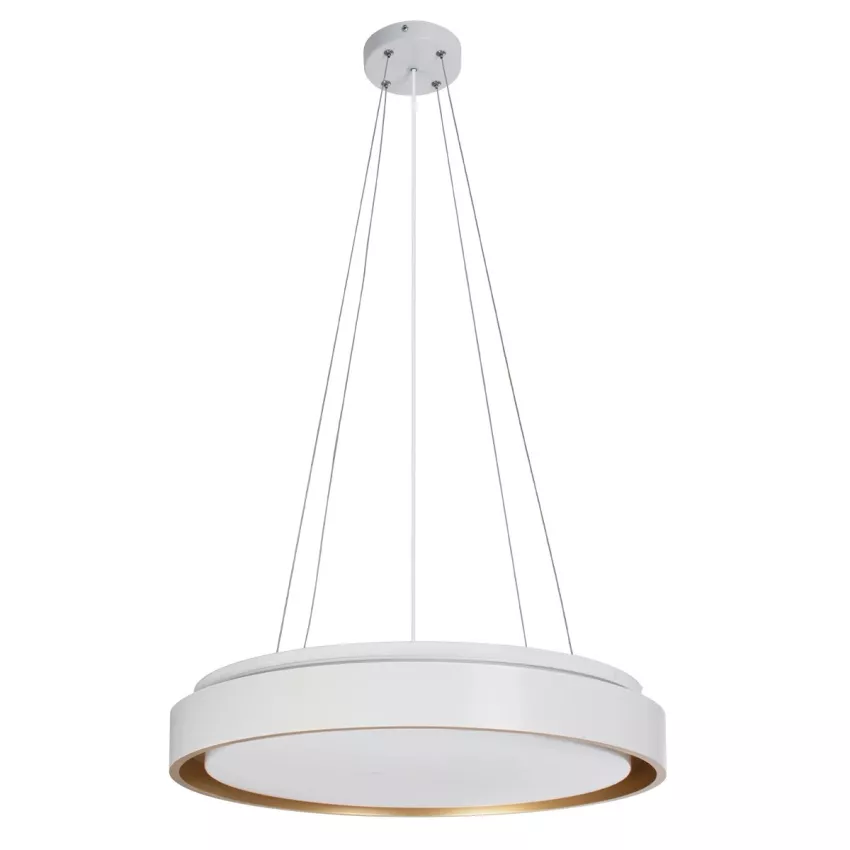 kelvo® BARCHETTA  Κρεμαστό Φωτιστικό Οροφής LED 72W 7200lm 120° AC 220-240V IP20 Ρυθμιζόμενο Λευκό CCT με Χειριστήριο από 2700K έως 6000K Dimmable - Lumileds SMD Chip - Λευκό & Σαμπανιζέ Χρυσό Ματ - Μ48 x Π48 x Υ8.2cm