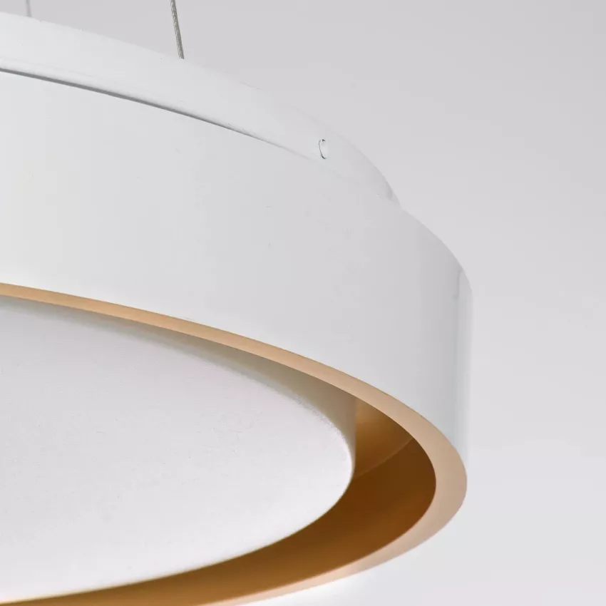 kelvo® BARCHETTA  Κρεμαστό Φωτιστικό Οροφής LED 72W 7200lm 120° AC 220-240V IP20 Ρυθμιζόμενο Λευκό CCT με Χειριστήριο από 2700K έως 6000K Dimmable - Lumileds SMD Chip - Λευκό & Σαμπανιζέ Χρυσό Ματ - Μ48 x Π48 x Υ8.2cm